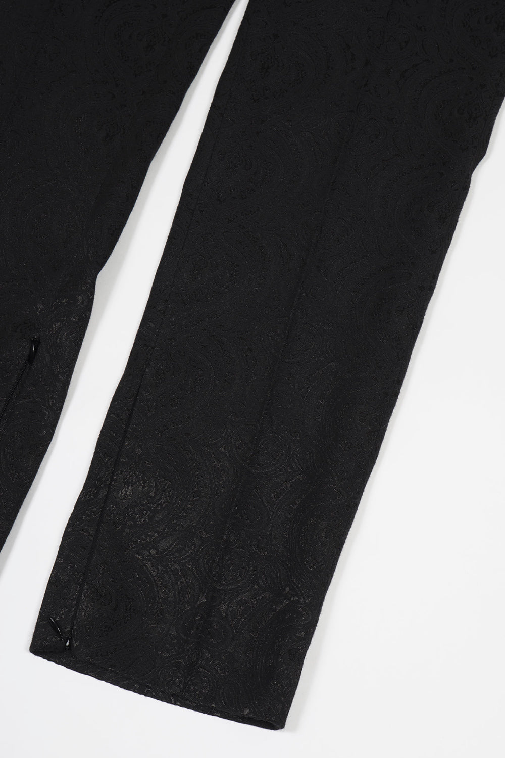 Shiny Owner Jaggard  Fastener Slit Pants Black