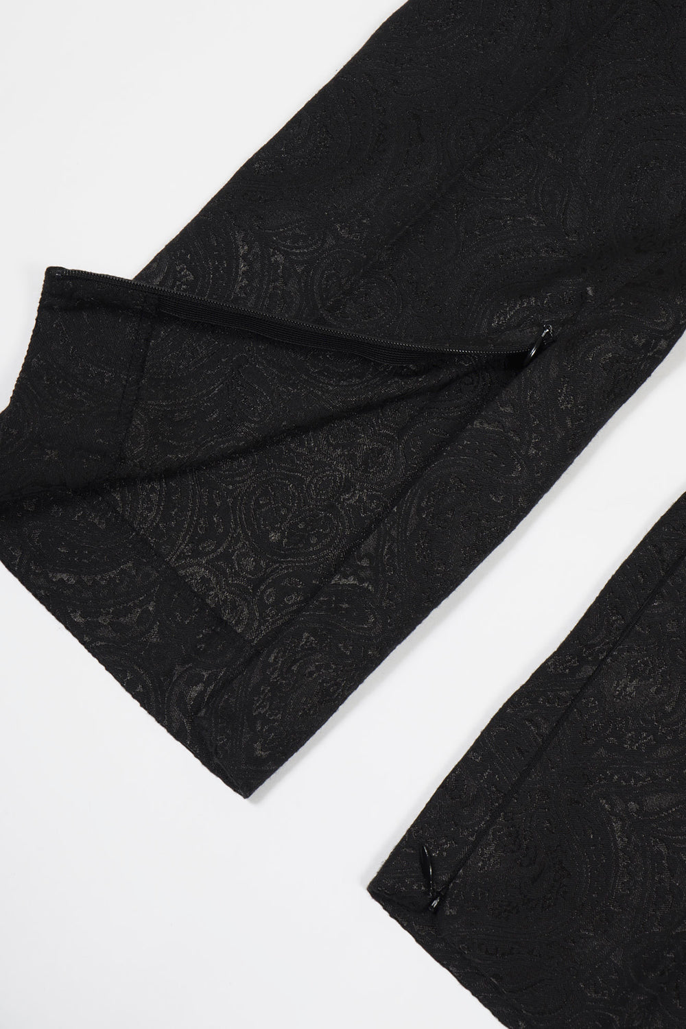 Shiny Owner Jaggard  Fastener Slit Pants Black