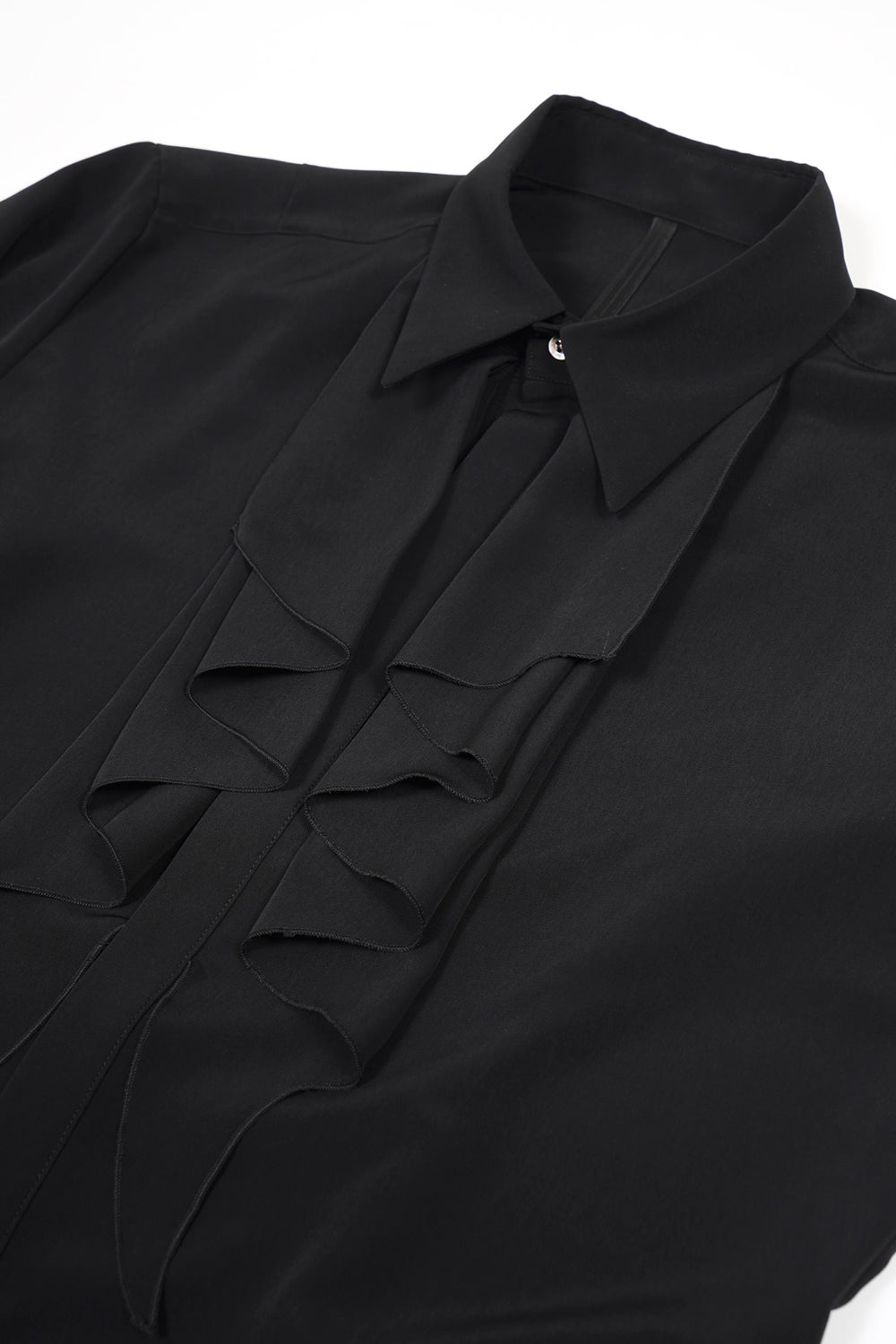 Drape Faille Ruffle Shirt Black