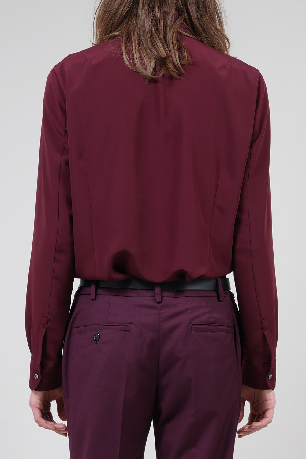 Drape Faille Ruffle Shirt Bordeaux