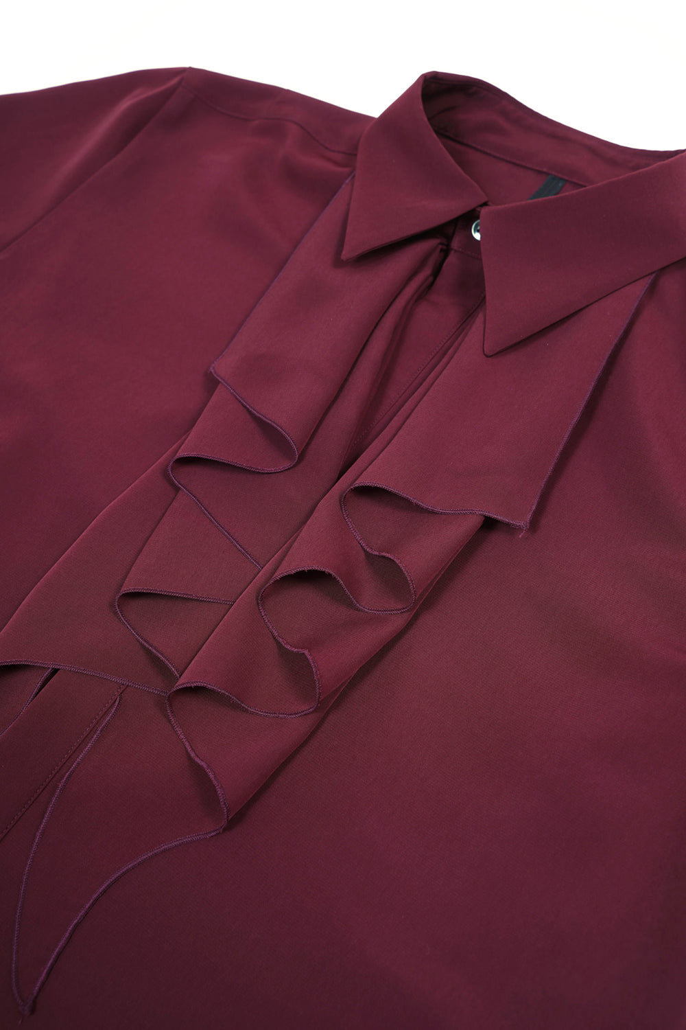 Drape Faille Ruffle Shirt Bordeaux