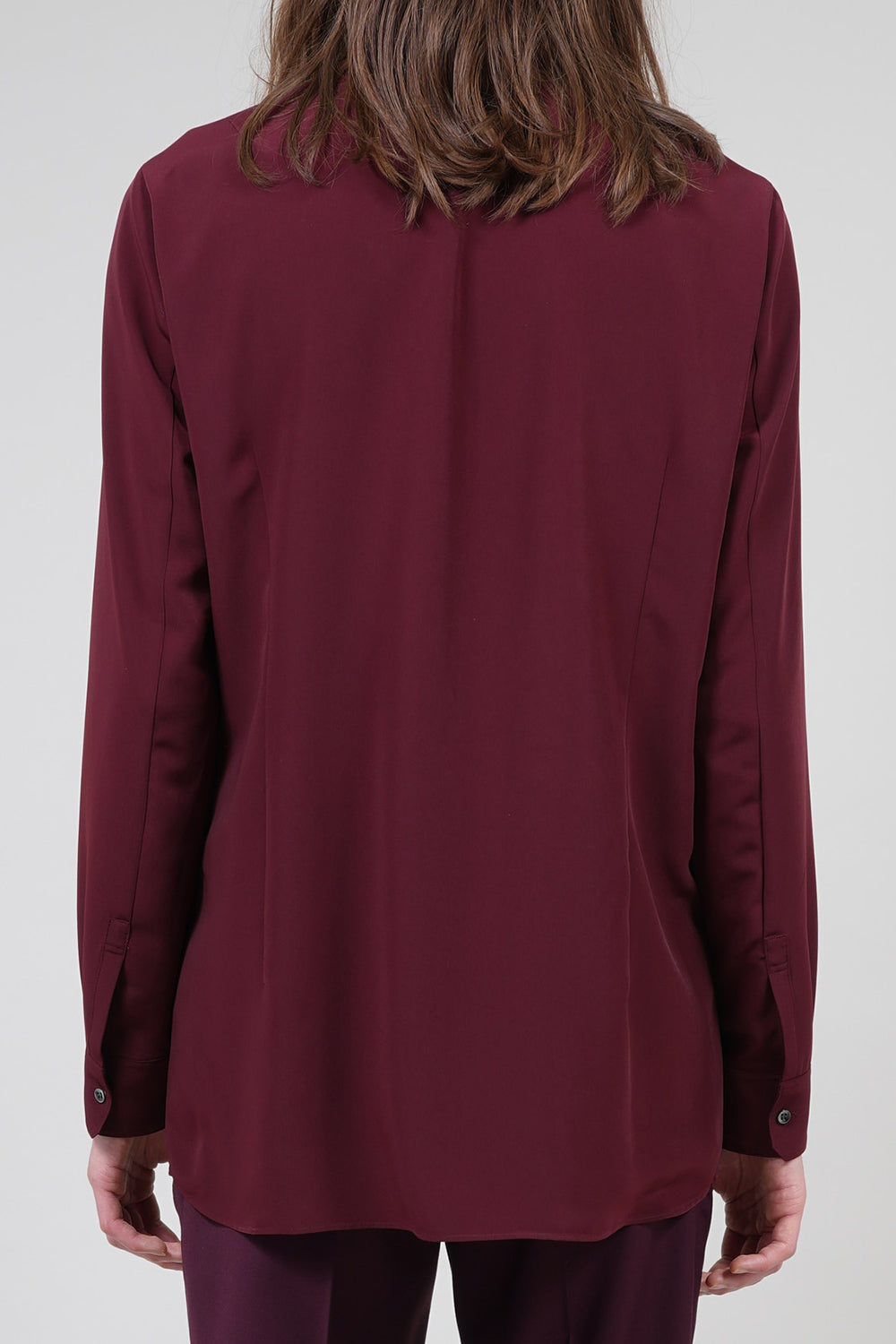 Drape Faille Bow Collar Shirt Bordeaux