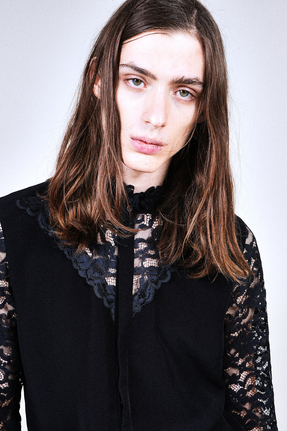 Dendrobium Race Victorian Lace Shirt Black