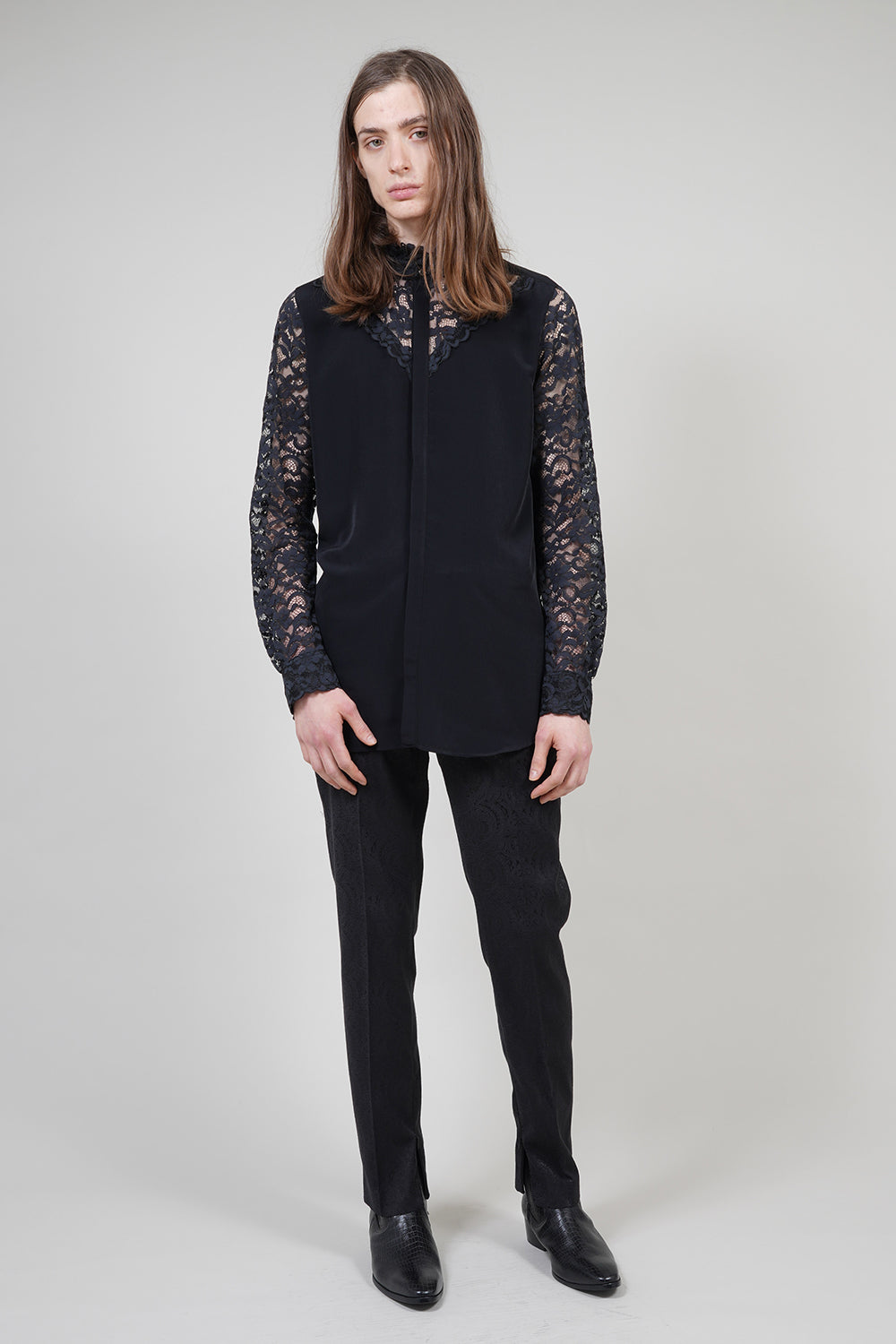 Dendrobium Race Victorian Lace Shirt Black
