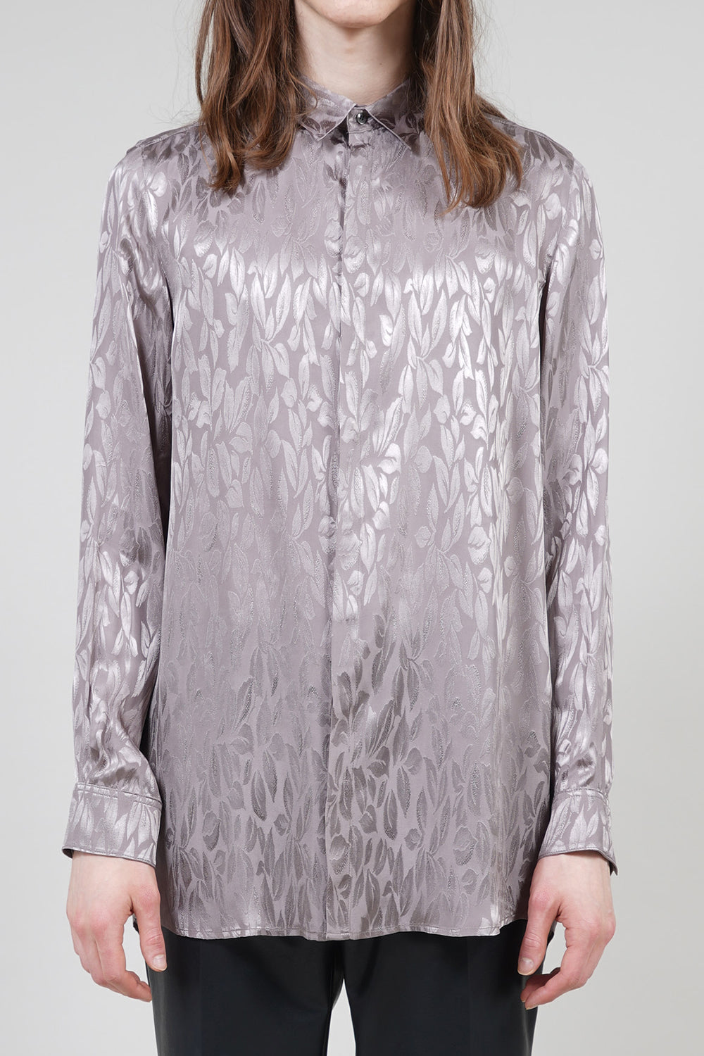 VIS/CU Leaf Jacquard Regular Shirt Greige