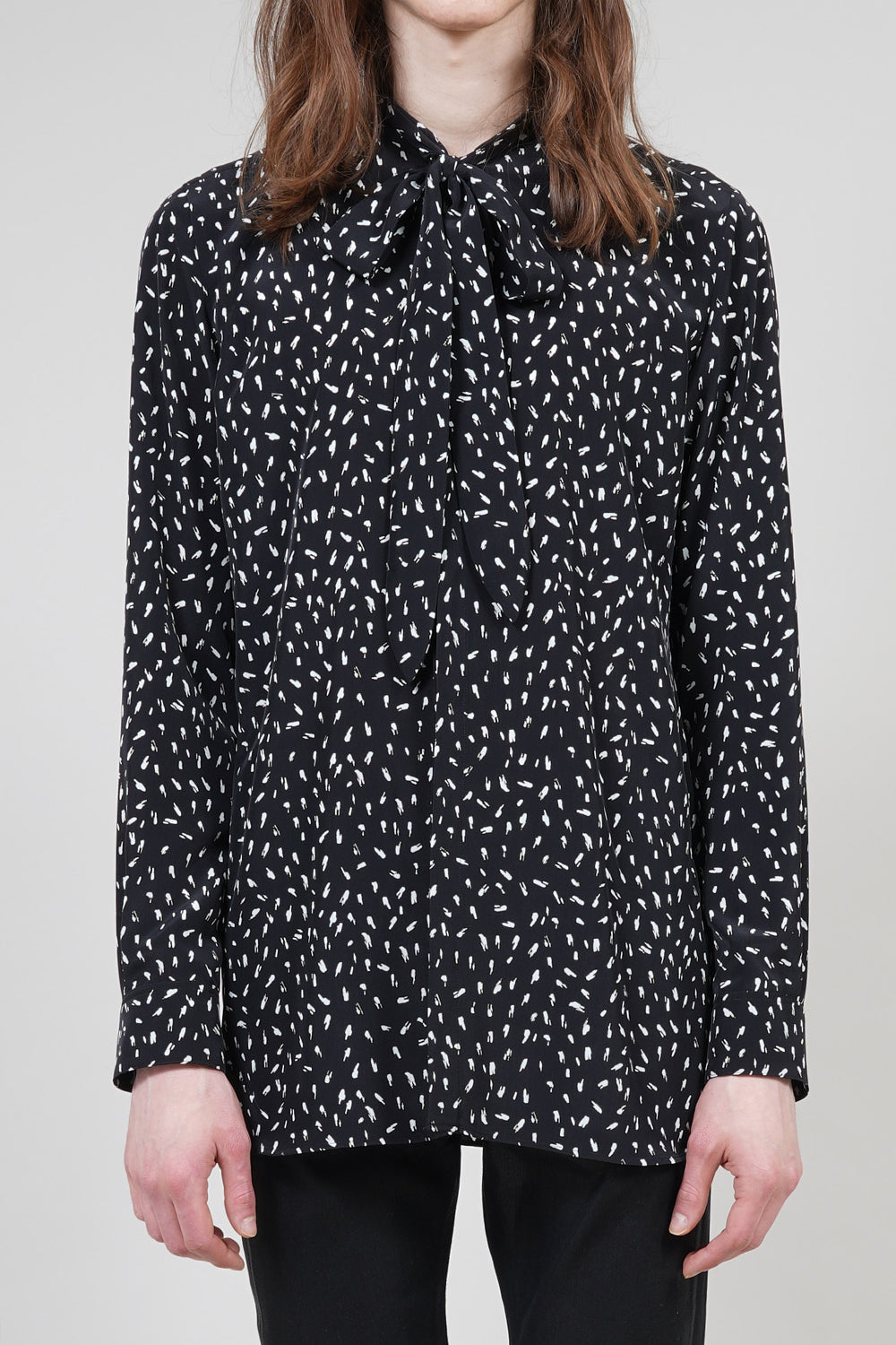 Decine Paint Dot Print Ribbon Shirt Black×Off White