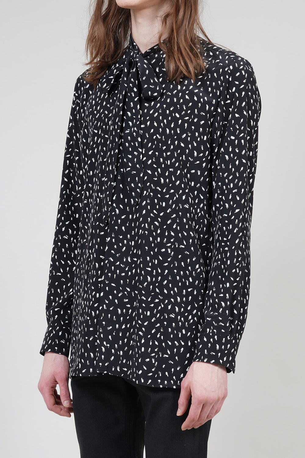 Decine Paint Dot Print Ribbon Shirt Black×Off White