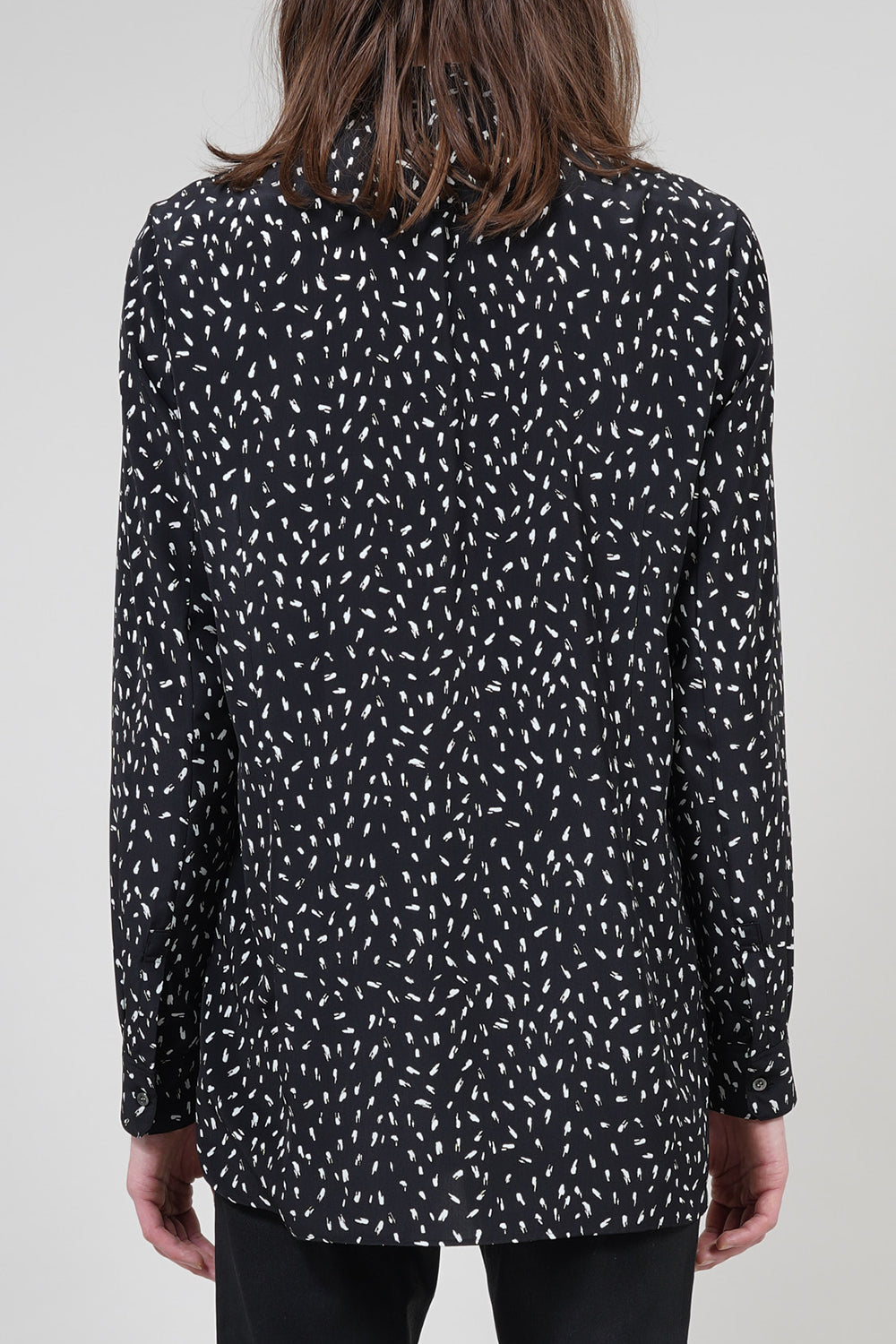 Decine Paint Dot Print Ribbon Shirt Black×Off White