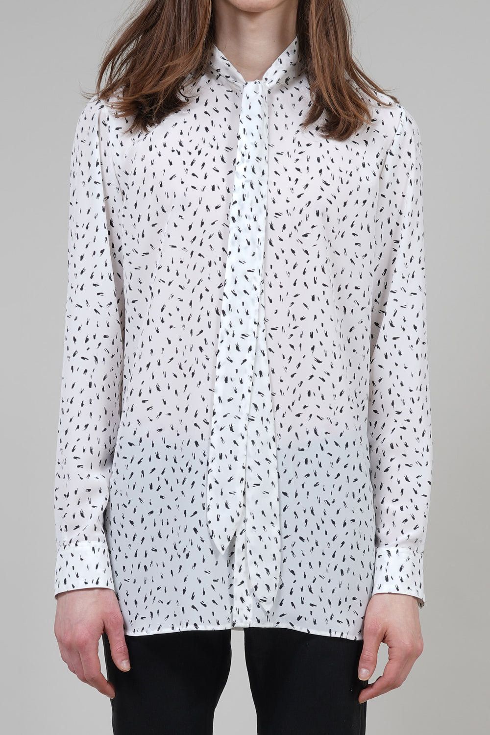 Decine Paint Dot Print Ribbon Shirt Off White×Black