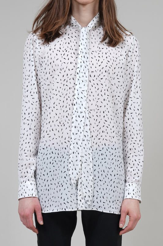 Decine Paint Dot Print Ribbon Shirt Off White×Black
