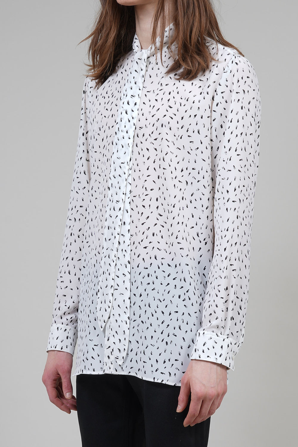 Decine Paint Dot Print Ribbon Shirt Off White×Black