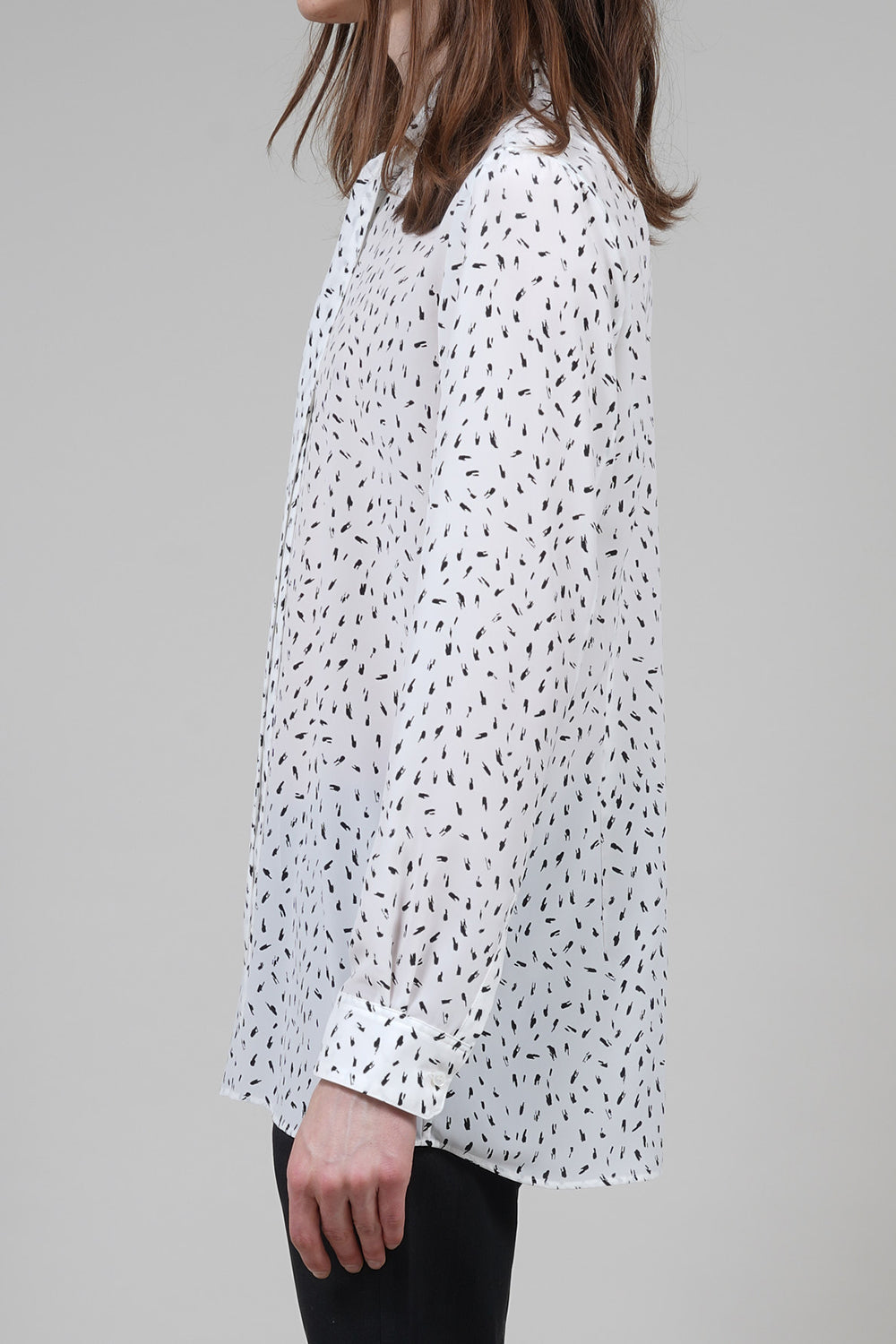 Decine Paint Dot Print Ribbon Shirt Off White×Black