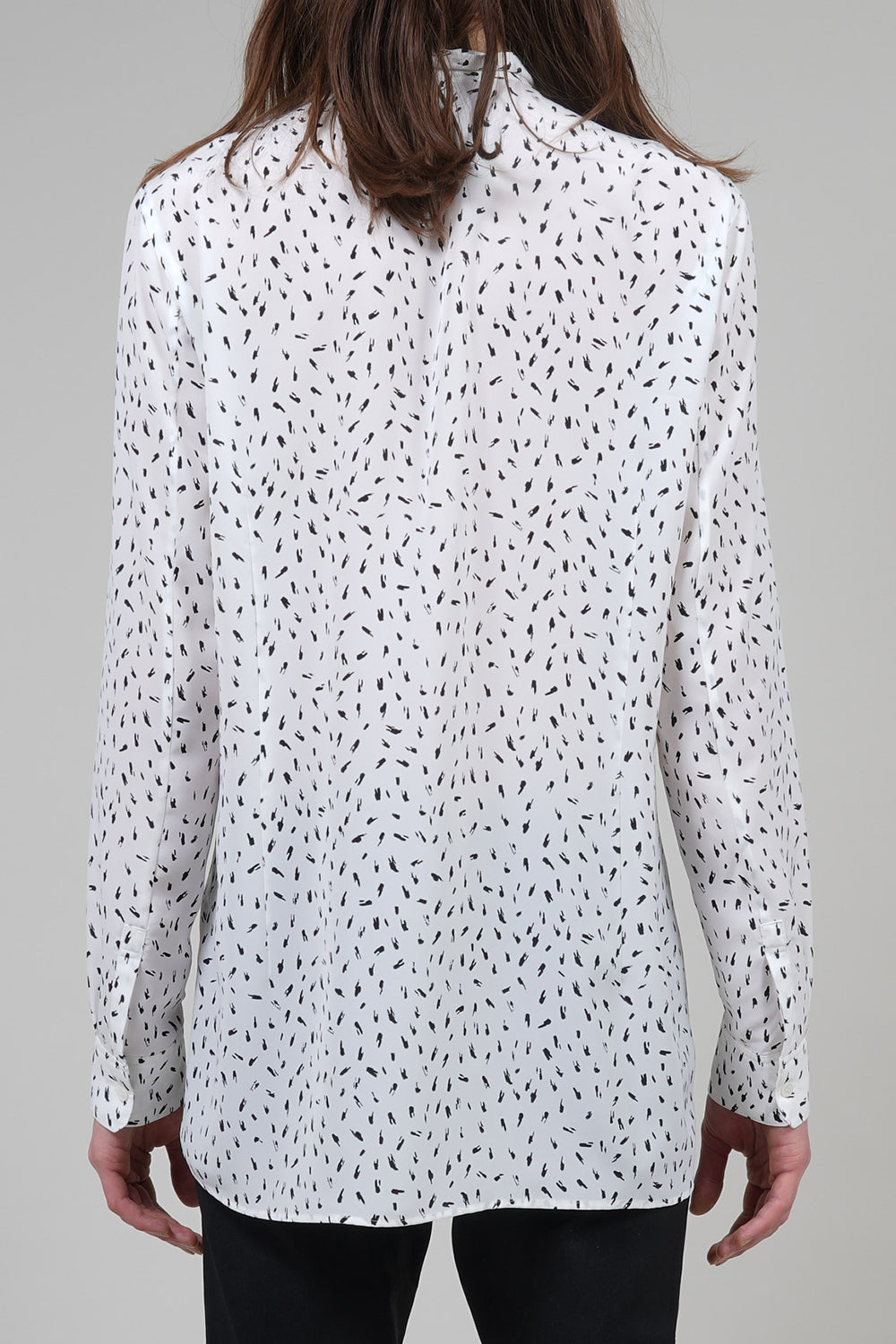 Decine Paint Dot Print Ribbon Shirt Off White×Black