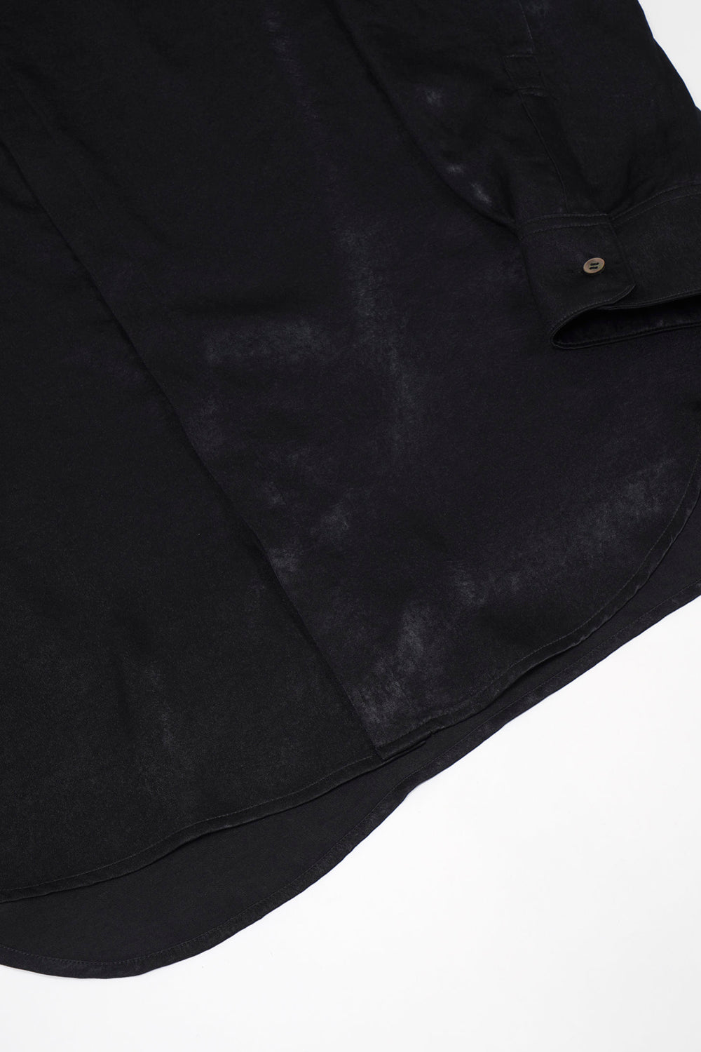 Pe Vintage Satin Velvet Collar Regular Shirt Black