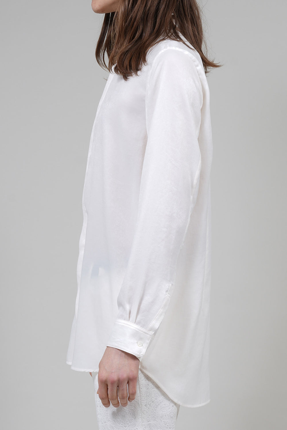 Pe Vintage Satin Velvet Collar Regular Shirt Cream