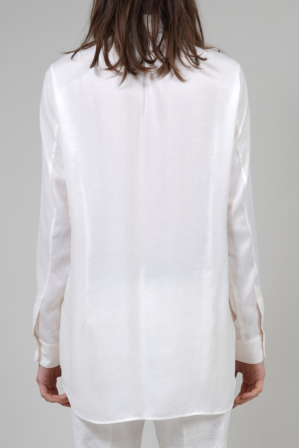 Pe Vintage Satin Velvet Collar Regular Shirt Cream