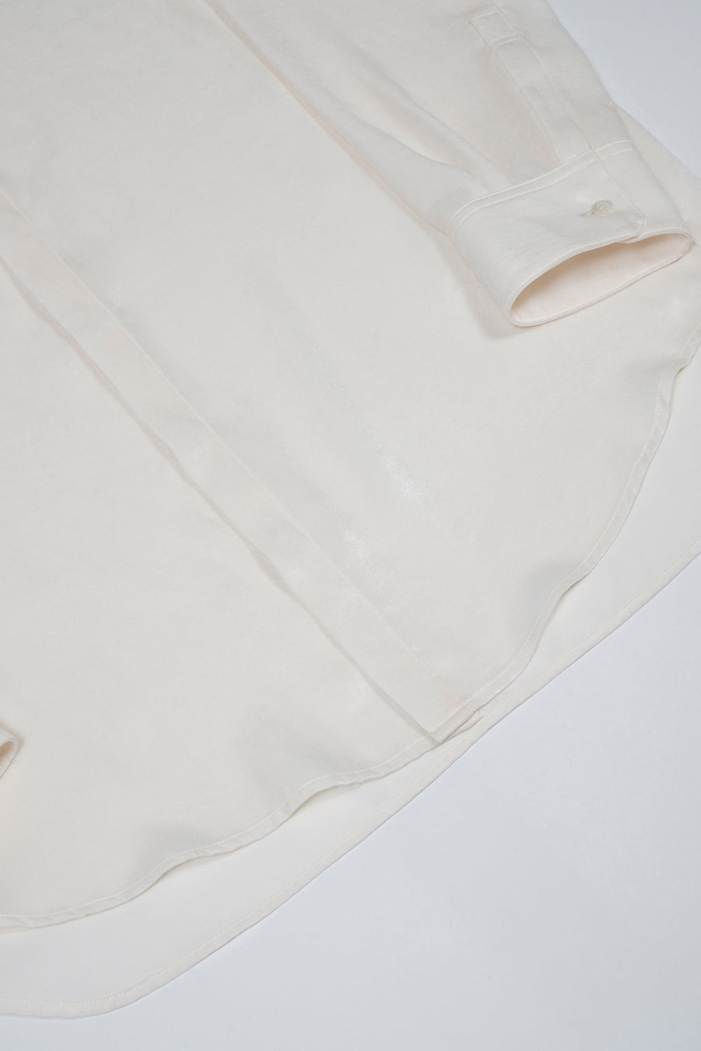 Pe Vintage Satin Velvet Collar Regular Shirt Cream