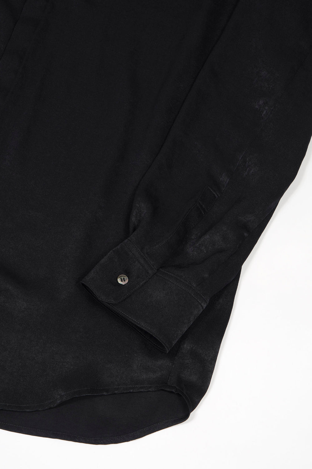 Pe Vintage Satin Regular Shirt with Ribbon Black