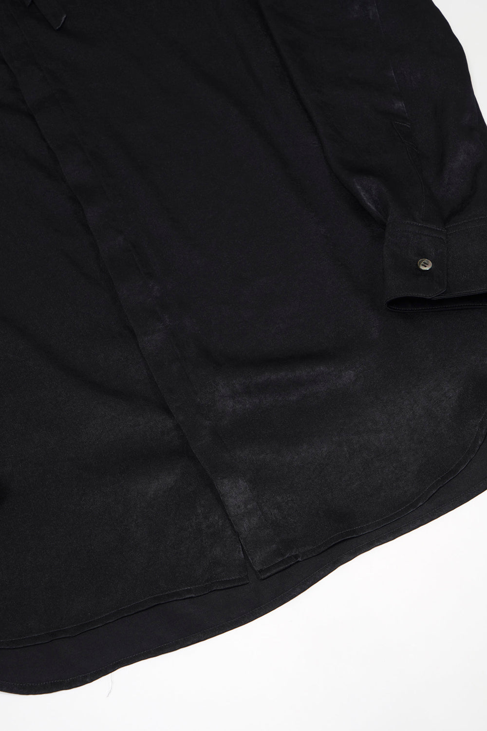 Pe Vintage Satin Regular Shirt with Ribbon Black