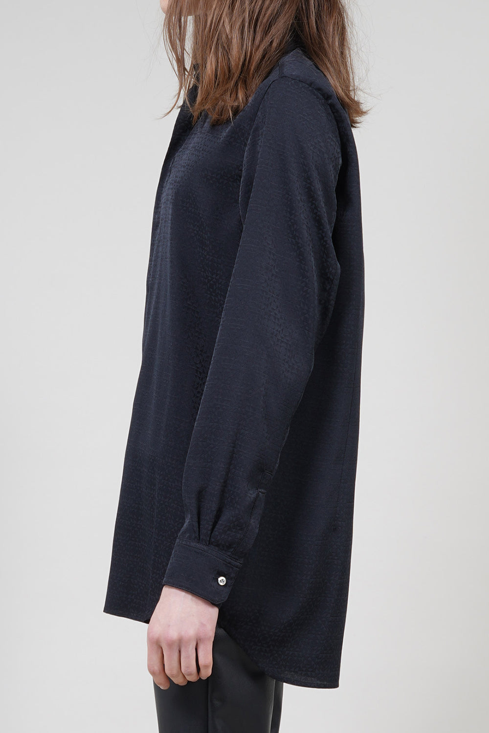 graphic satin jacquard Regular Shirt with Scarf Black