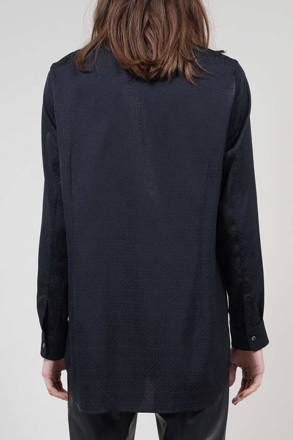 graphic satin jacquard Regular Shirt with Scarf Black