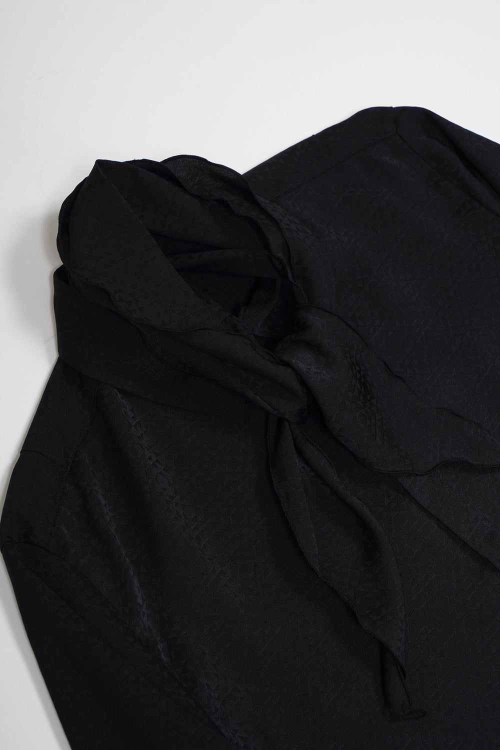 graphic satin jacquard Regular Shirt with Scarf Black