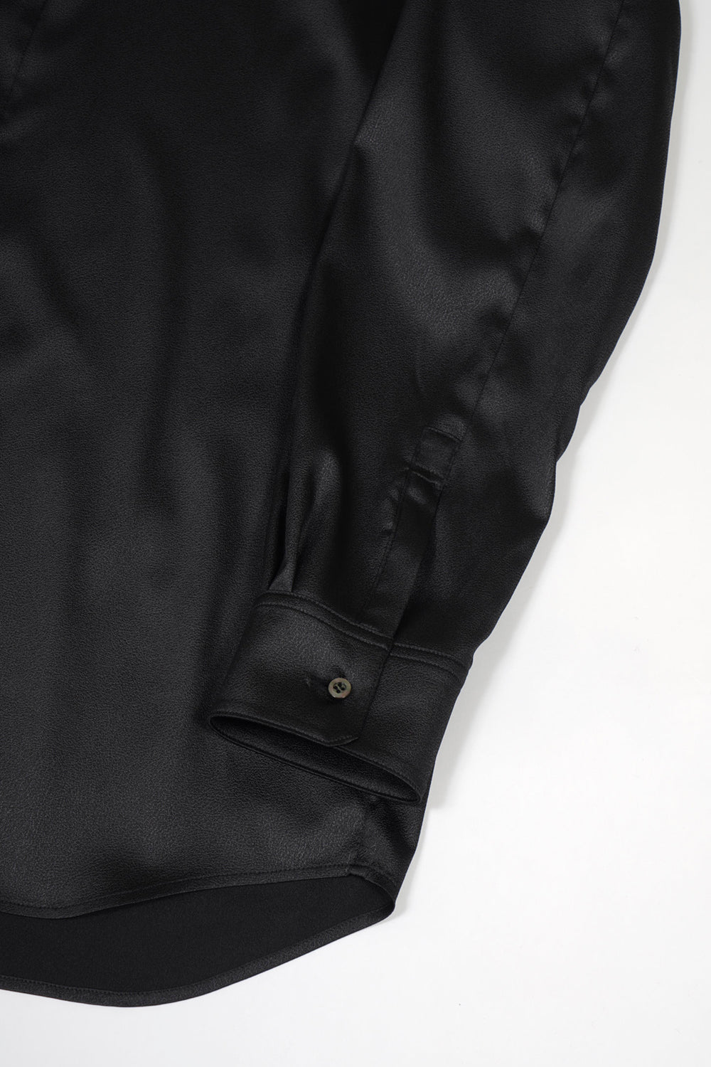 Leather Satin Regular Shirt with Scarf Black