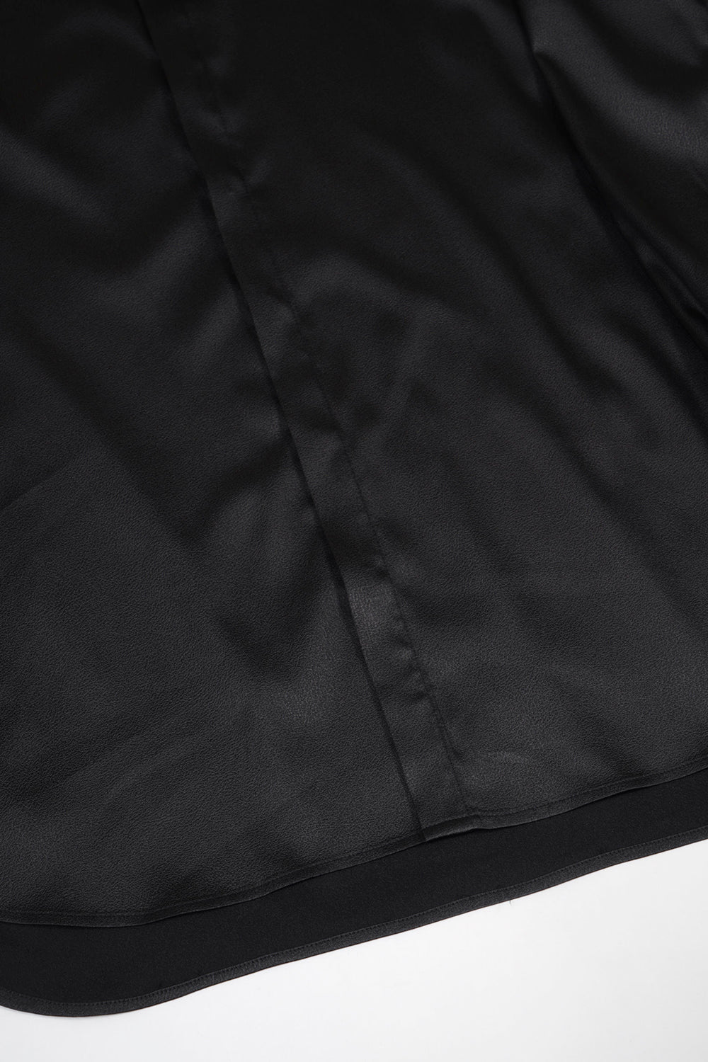 Leather Satin Regular Shirt with Scarf Black