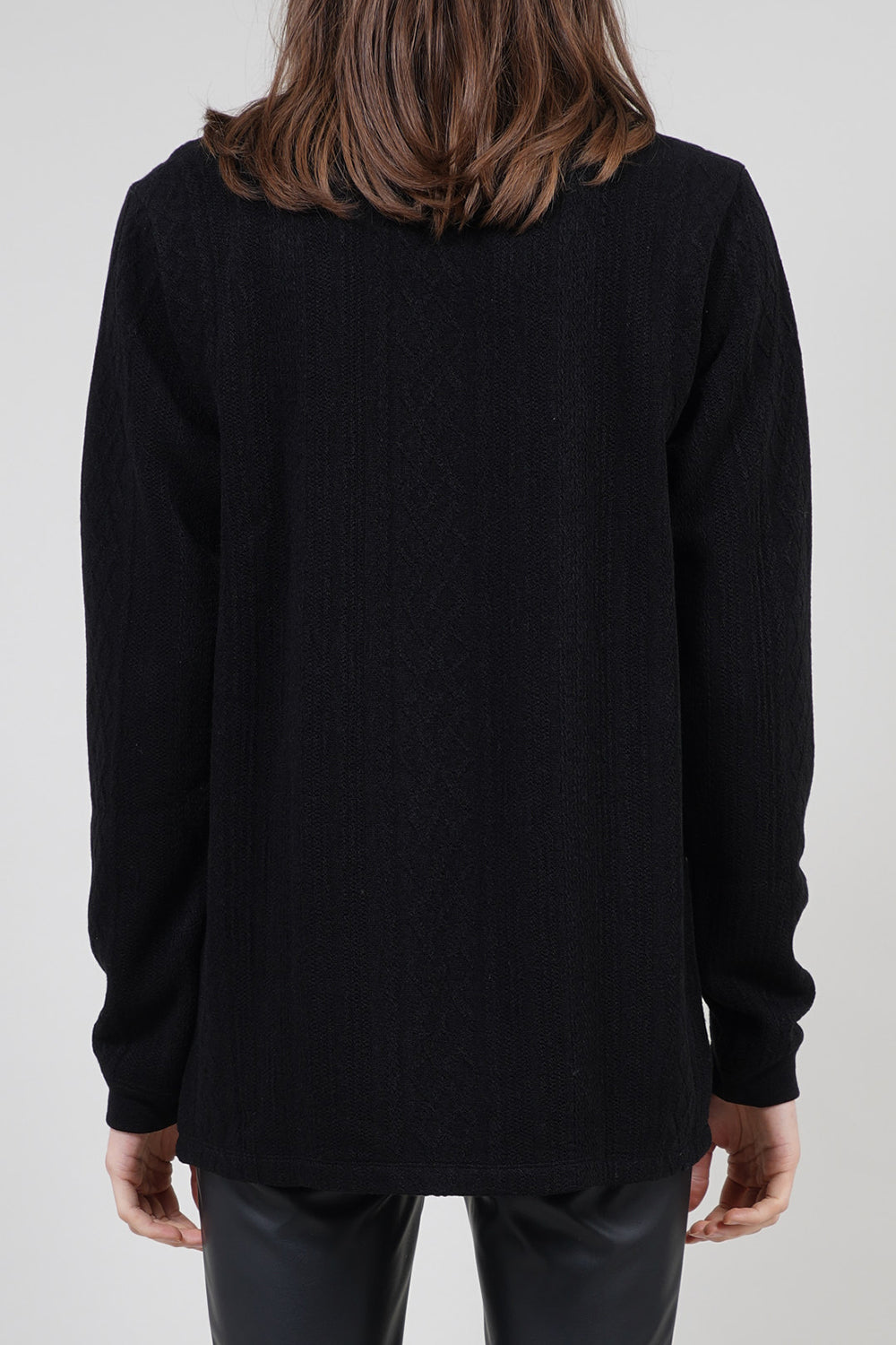 Barufy cable jacquard Crew Neck Pullover Black