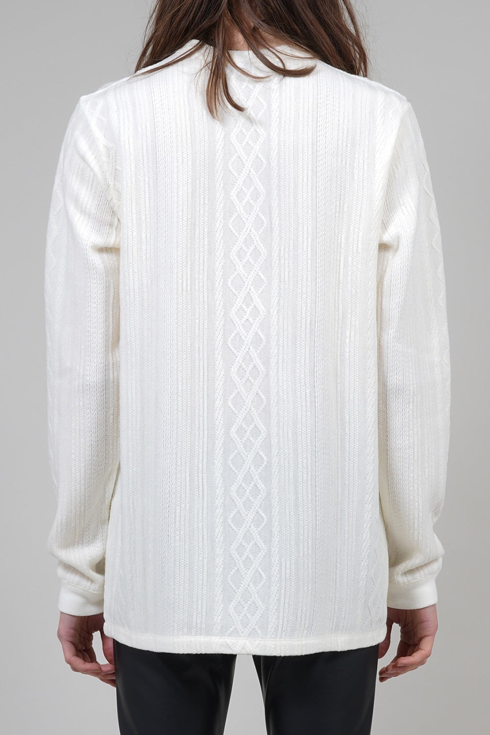 Barufy cable jacquard Crew Neck Pullover Cream