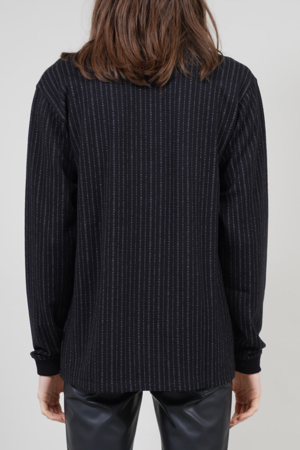 Stripe Punch Jaggard Crew Neck Pullover Black