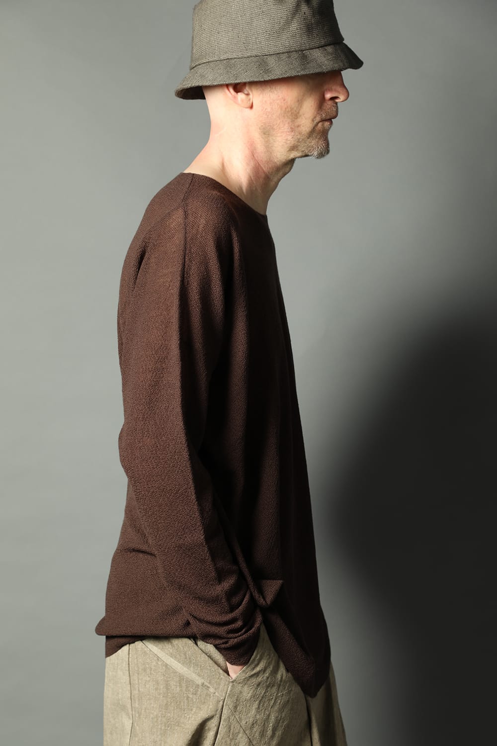 ルーズフィット ロングスリーブ メリノウール  ダークブラウン