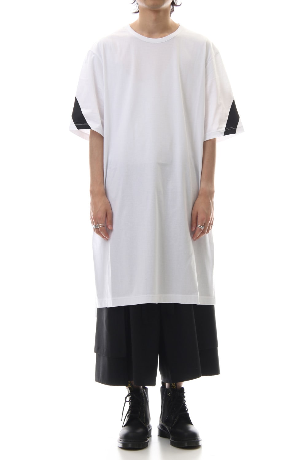 Back tape Short sleeve Cut & sew White