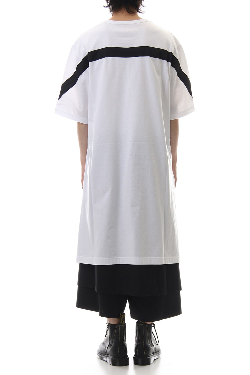 Back tape Short sleeve Cut & sew White