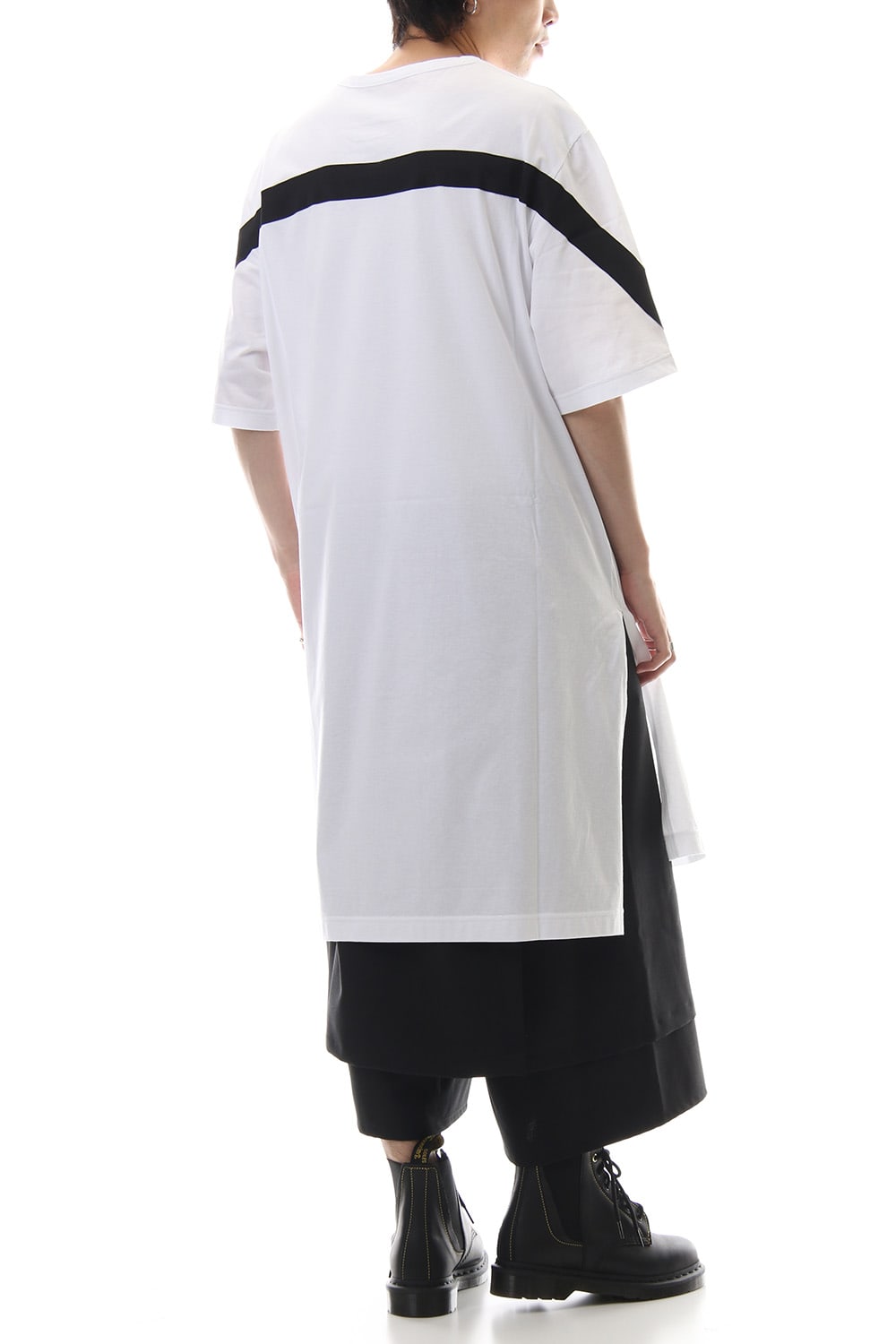 Back tape Short sleeve Cut & sew White