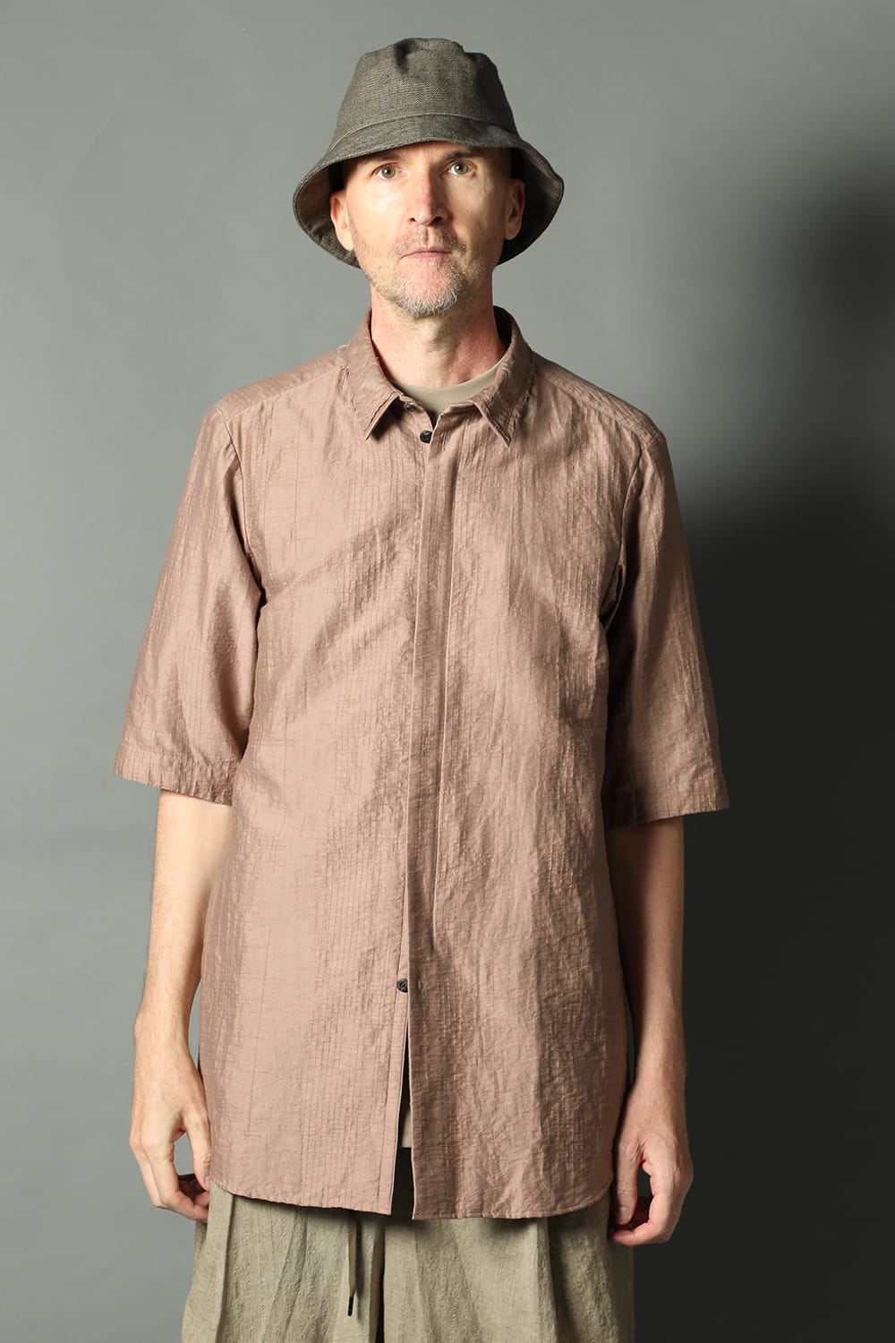 Short sleeve shirt Shadow jacquard  Pink Gray