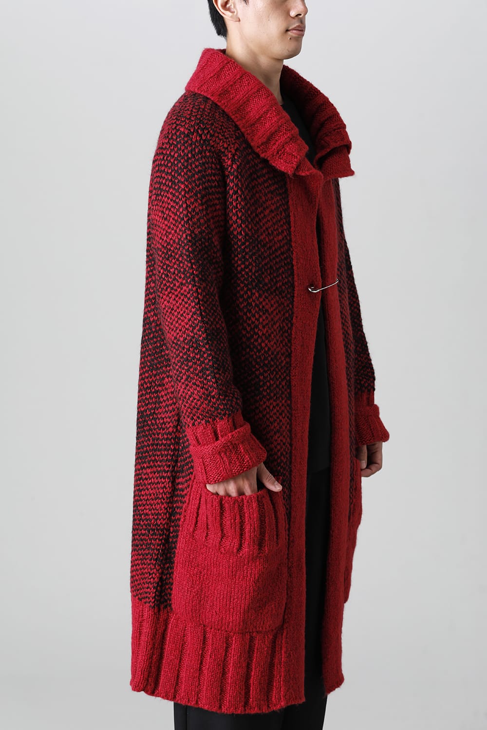 ロング ショール カーディガン Red