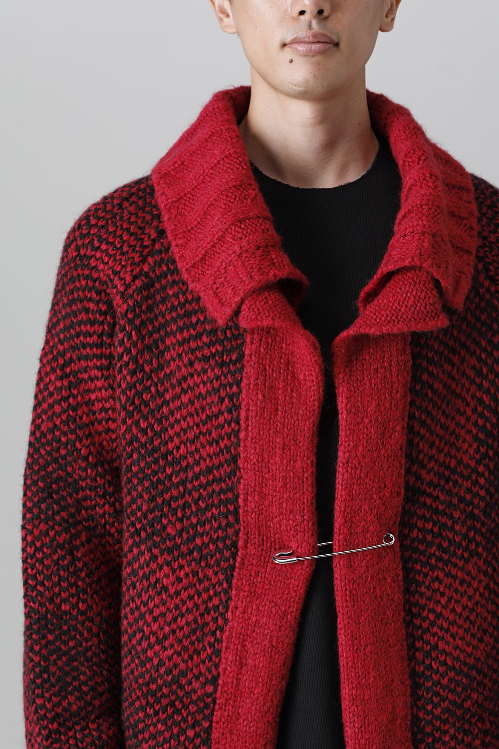 ロング ショール カーディガン Red