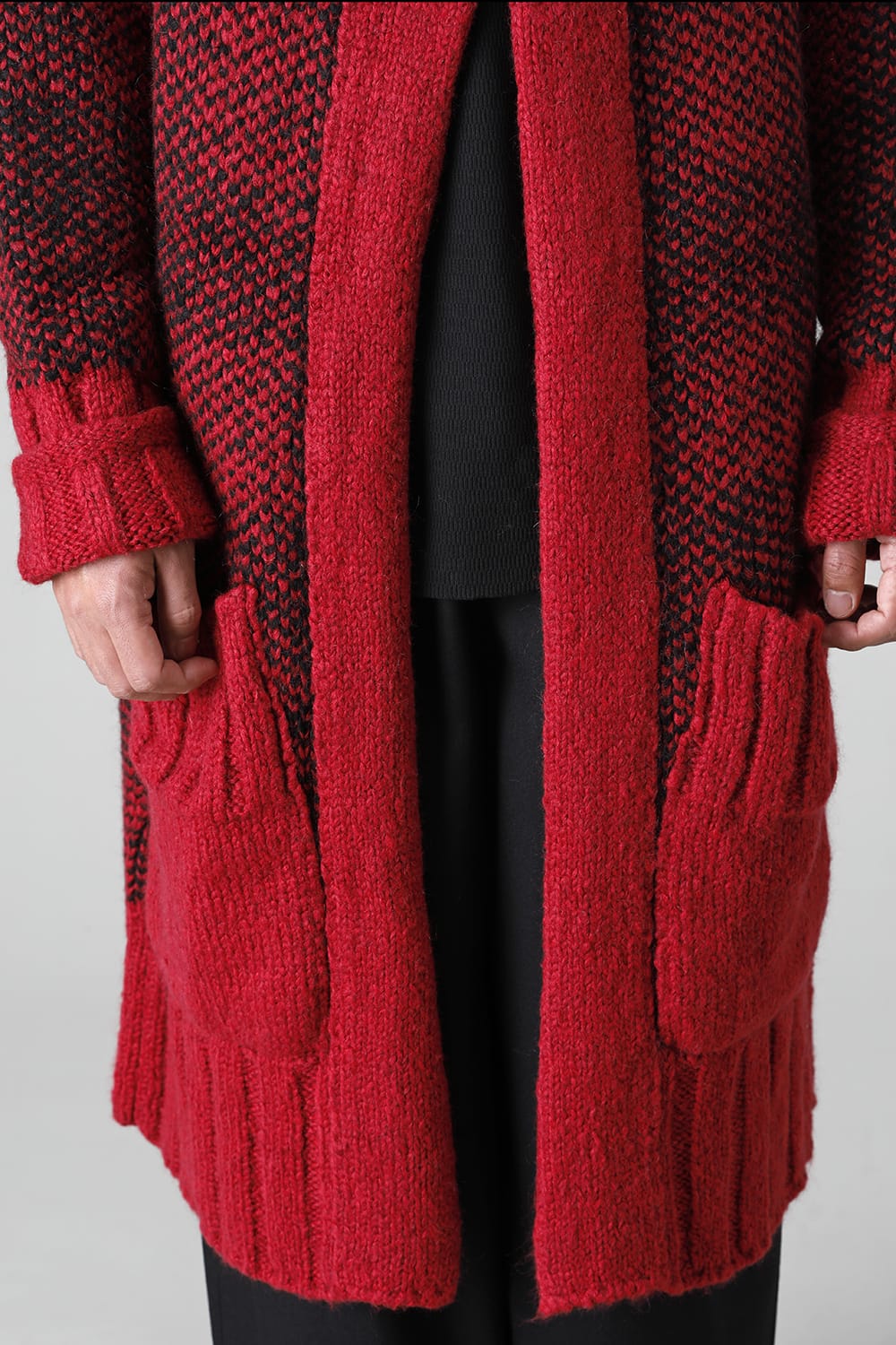 ロング ショール カーディガン Red