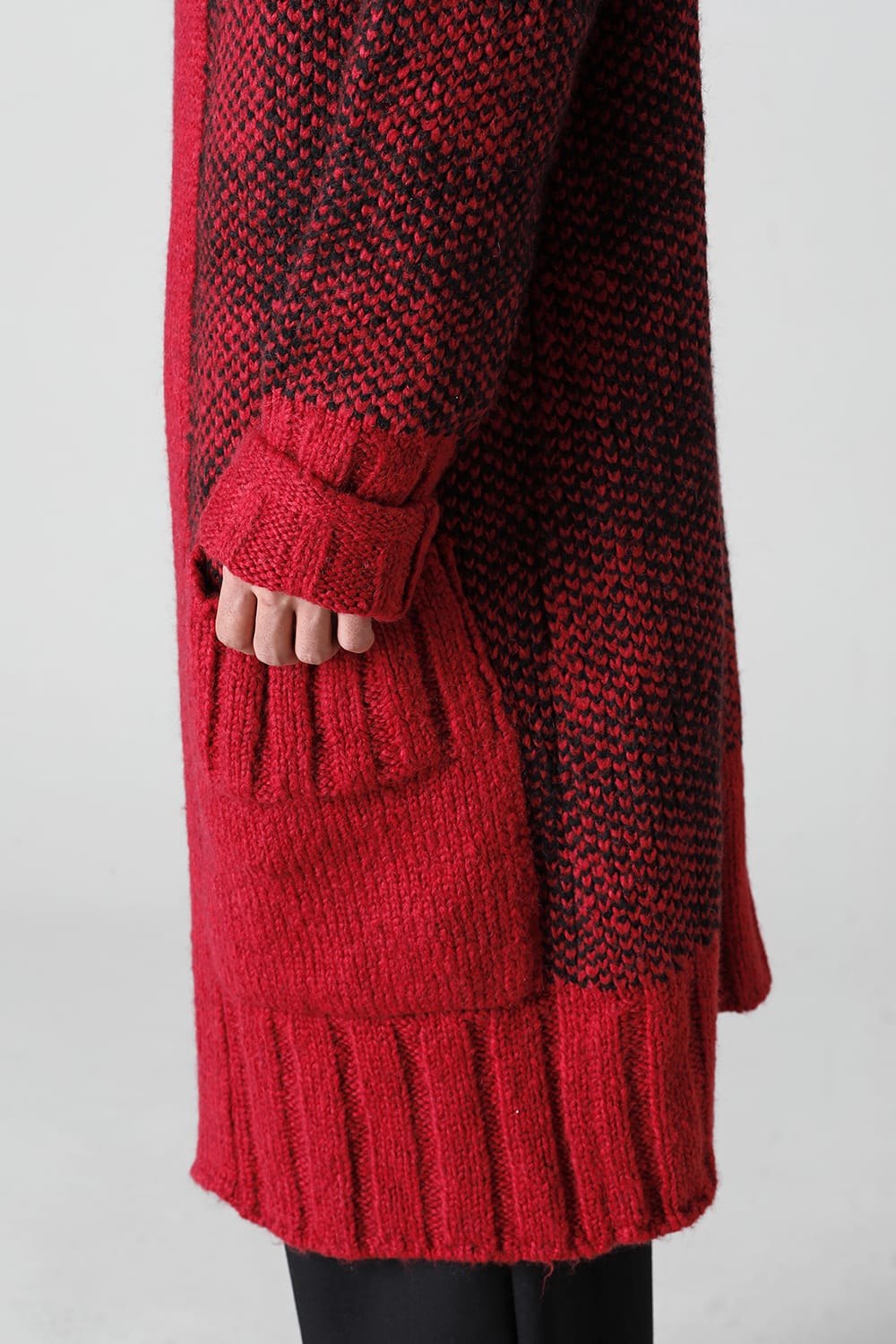 ロング ショール カーディガン Red