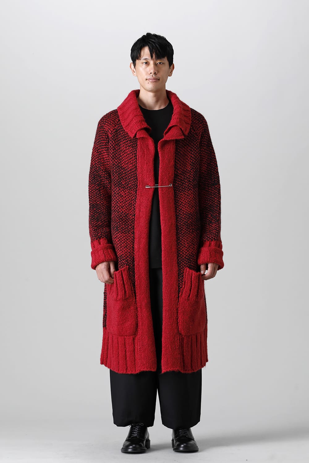 ロング ショール カーディガン Red