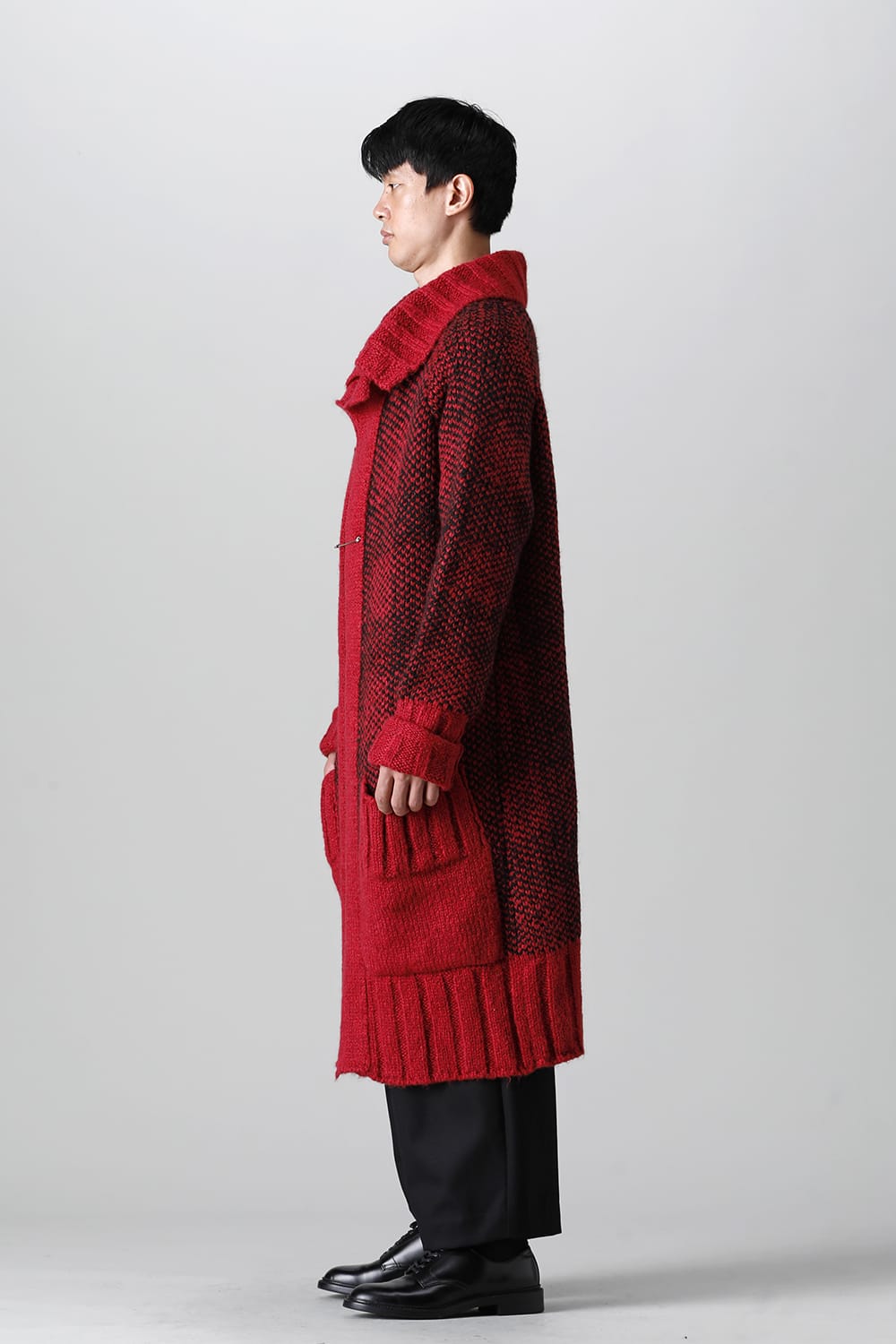 ロング ショール カーディガン Red