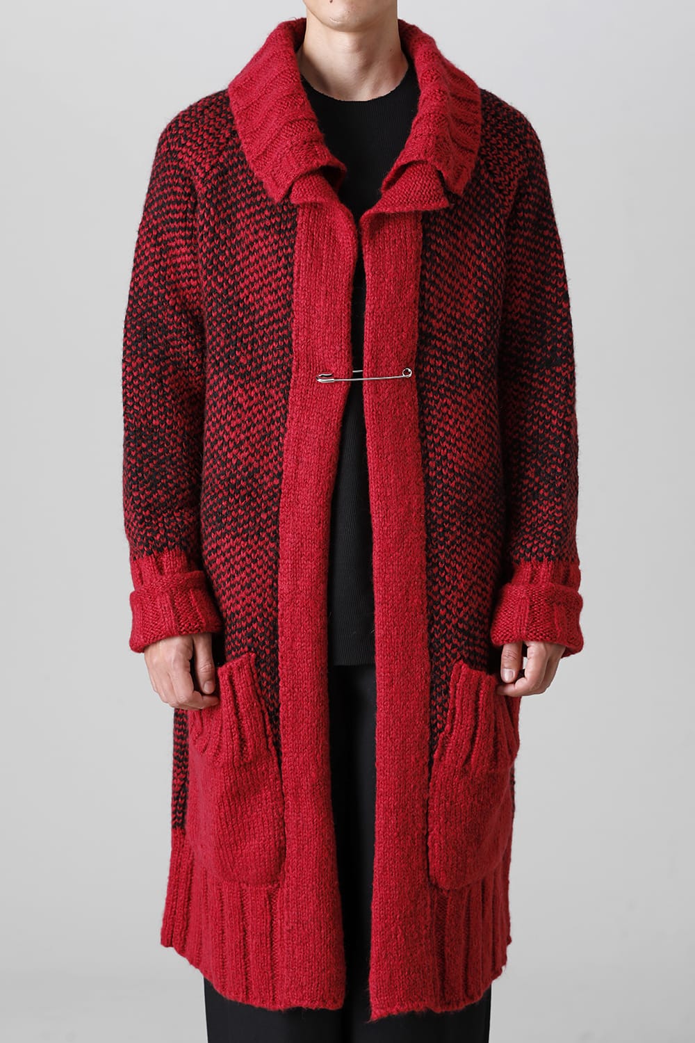 ロング ショール カーディガン Red