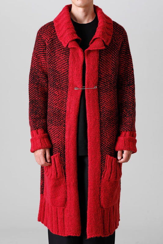 Long shawl cardigan Red