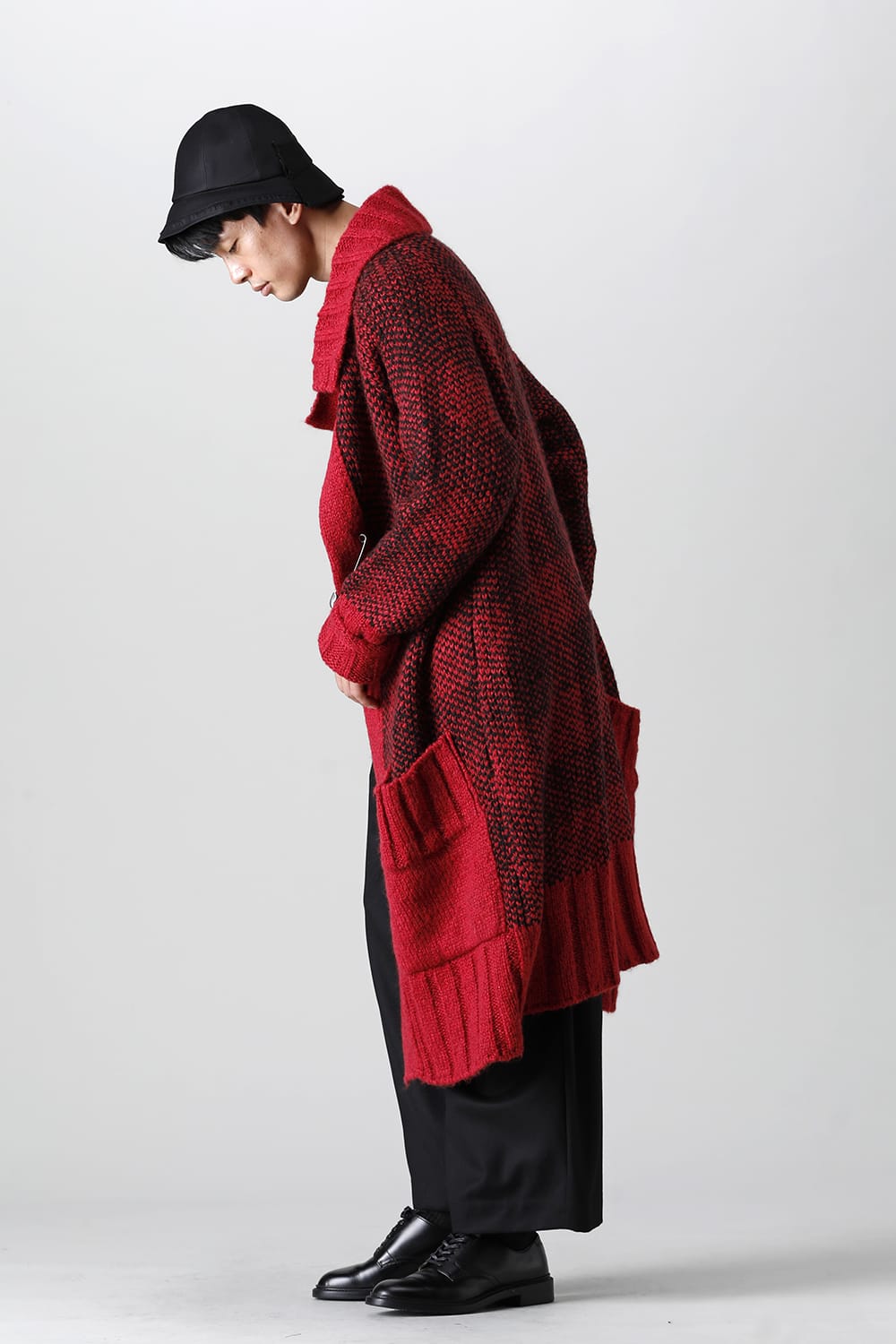 ロング ショール カーディガン Red