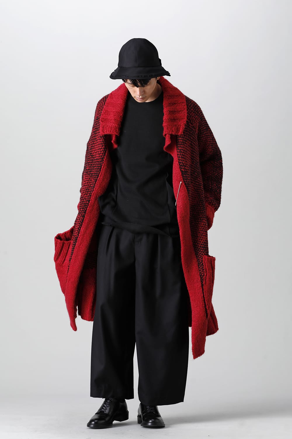 ロング ショール カーディガン Red