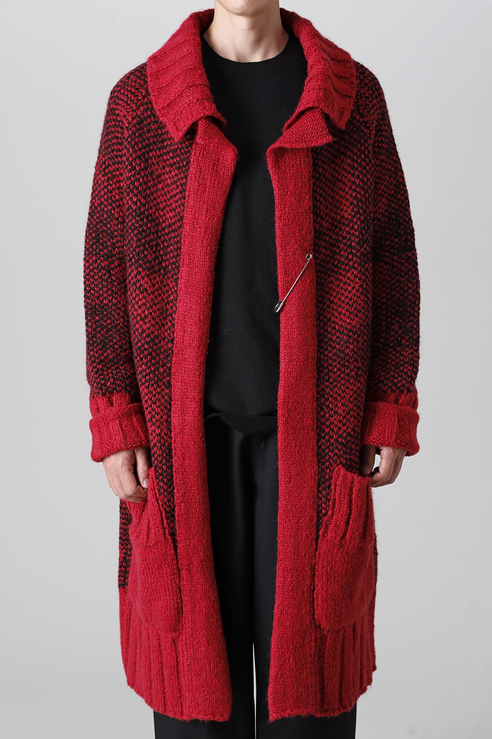 ロング ショール カーディガン Red