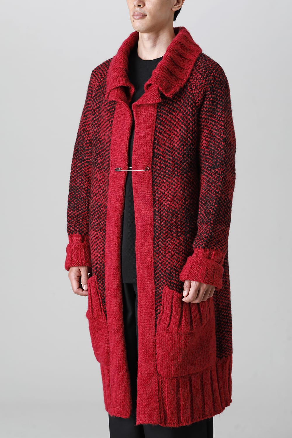 ロング ショール カーディガン Red