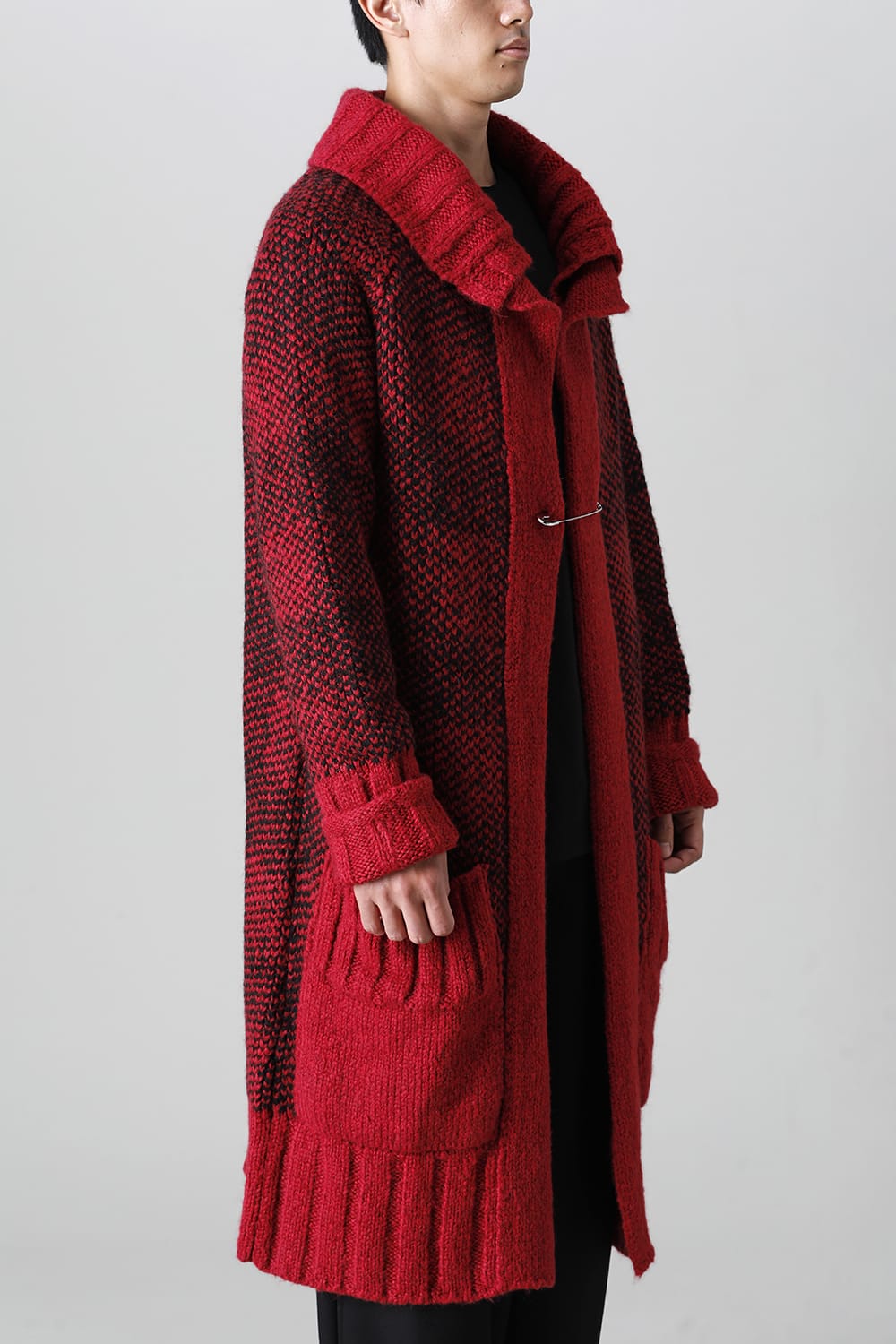 ロング ショール カーディガン Red