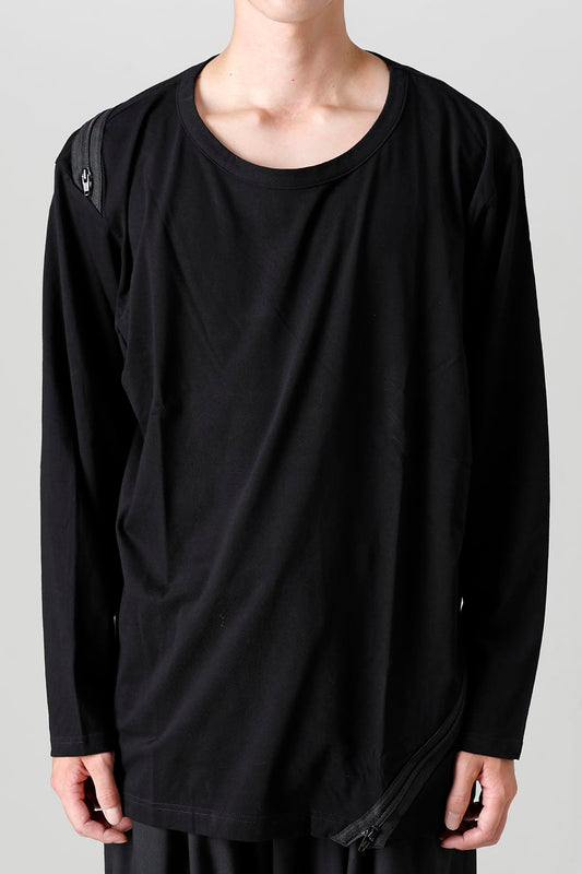 Diagonal zipper long Black